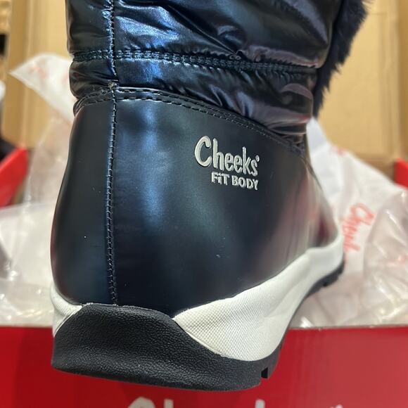 Tony Little Cheeks Fit Body Cushioned Gel Insole Puffer Boots Women’s 12 Navy - Picture 9 of 12